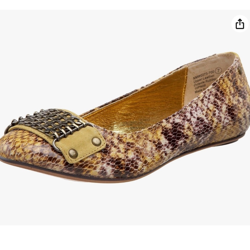 EUC Naughty Monkey Snakeskin Chain Link Vamp Bambi Flat Size 10